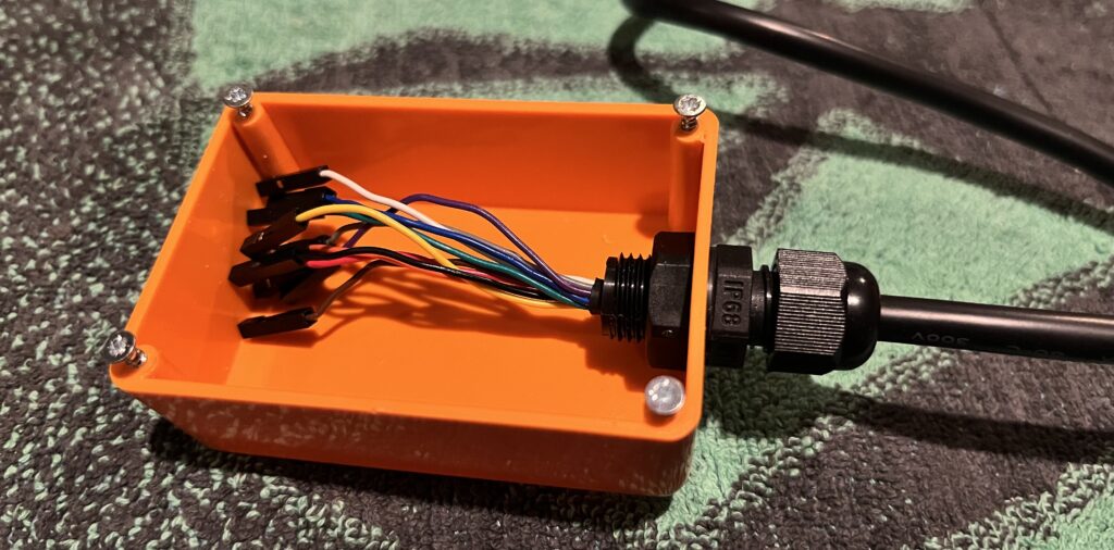 Cord grip installed in the project box