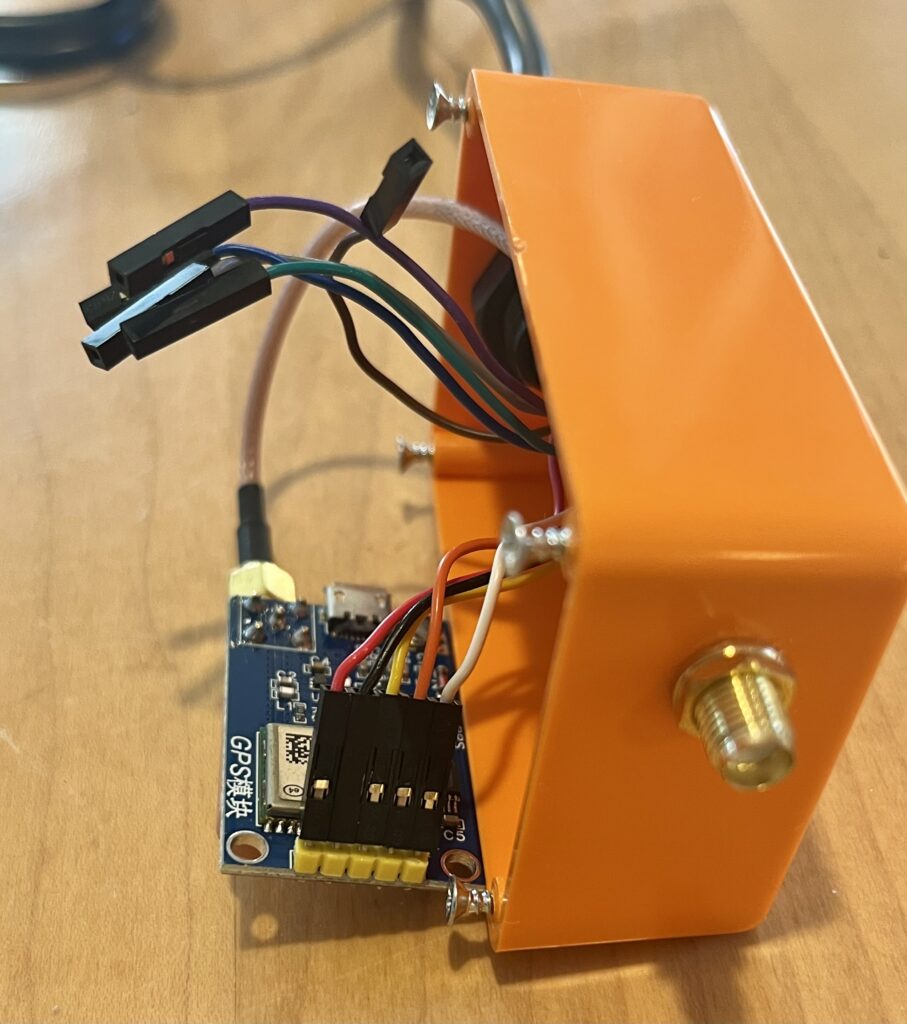 Serial cable connected to the GPS board