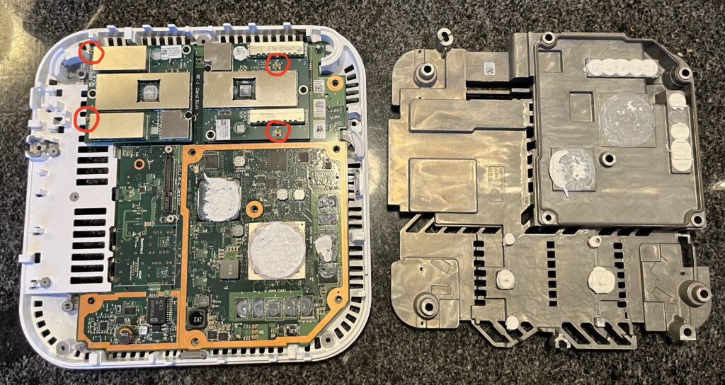 Main board, RF cards, and huge heatsink of the FW2IRA.